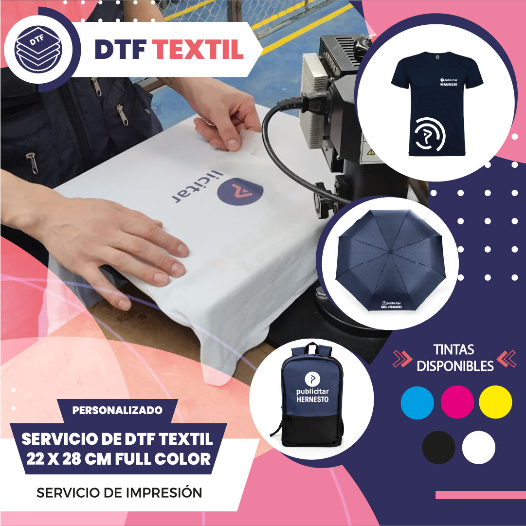 Servicio de Dtf Textil 22 x 28 Cm Full Color Personalizado