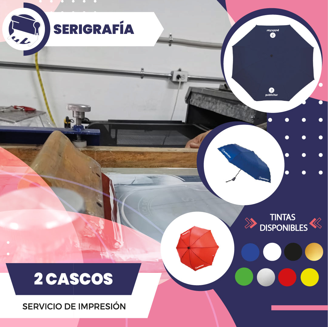 Servicio de Serigrafia Sombrilla 2 Cascos
