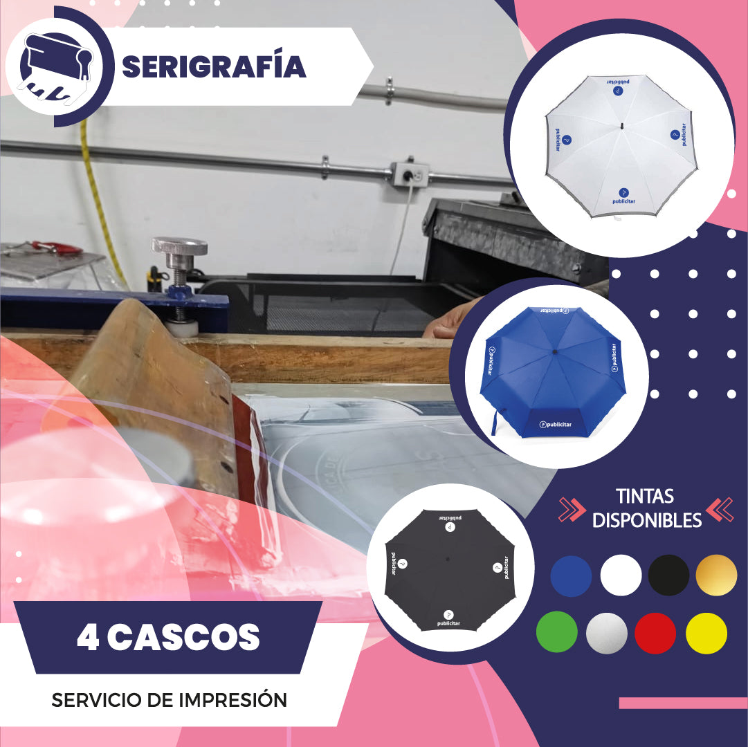 Servicio de Serigrafia Sombrilla 4 Cascos
